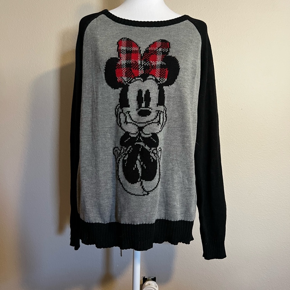 Disney Gray and Black Crew Neck Sweater with Character Design